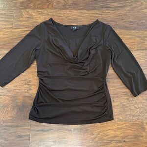 AGB Elegant Brown Ruched Blouse